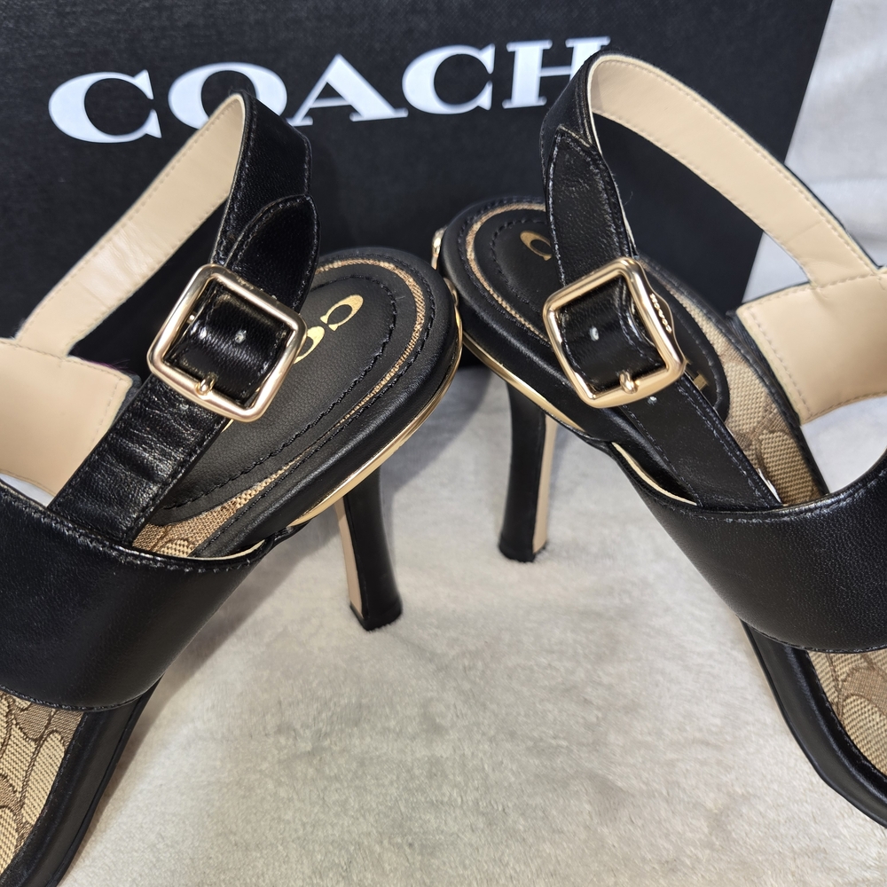EUC Coach Rori Leather Strappy Heel Sandal – Black / Size 8.5 B  CE319 Authentic - Picture 10 of 10